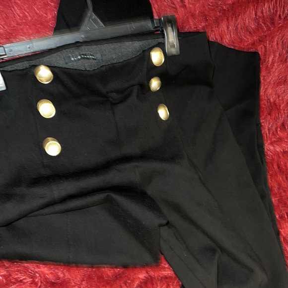 Tahari black tailored gold button military skinny dress pants Sz L - Picture 7 of 10